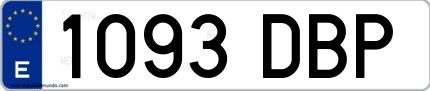 Ejemplo de matrícula española 1093 DBP