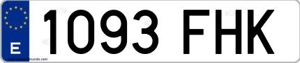 Ejemplo de matrícula española 1093 FHK