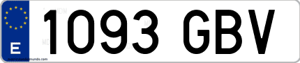 Ejemplo de matrícula de coche ordinaria 1093 GBV