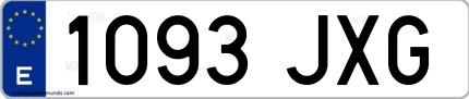 Ejemplo de matrícula española 1093 JXG