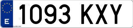 Ejemplo de matrícula de coche ordinaria 1093 KXY