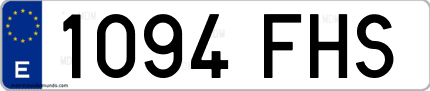 Ejemplo de matrícula de coche ordinaria 1094 FHS