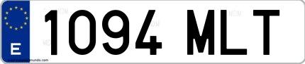 Ejemplo de matrícula española 1094 MLT