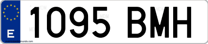 Ejemplo de matrícula de coche ordinaria 1095 BMH