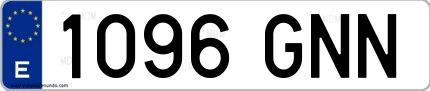 Ejemplo de matrícula española 1096 GNN