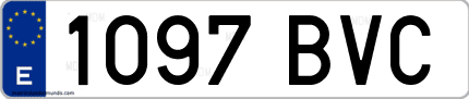 Ejemplo de matrícula de coche ordinaria 1097 BVC