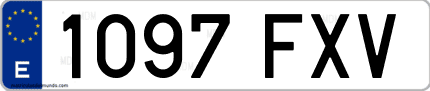 Ejemplo de matrícula de coche ordinaria 1097 FXV
