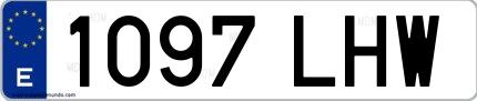 Ejemplo de matrícula española 1097 LHW