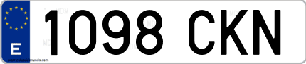 Ejemplo de matrícula de coche ordinaria 1098 CKN