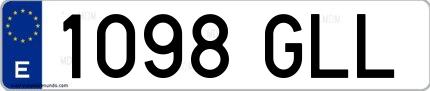 Ejemplo de matrícula española 1098 GLL