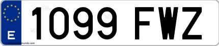 Ejemplo de matrícula española 1099 FWZ