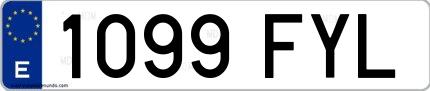 Ejemplo de matrícula española 1099 FYL