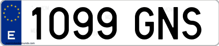 Ejemplo de matrícula de coche ordinaria 1099 GNS