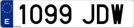 Ejemplo de matrícula de coche ordinaria 1099 JDW