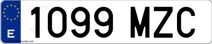 Ejemplo de matrícula española 1099 MZC