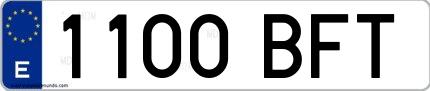 Ejemplo de matrícula española 1100 BFT