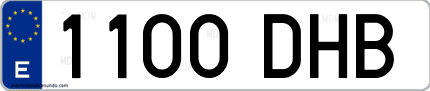 Ejemplo de matrícula de coche ordinaria 1100 DHB