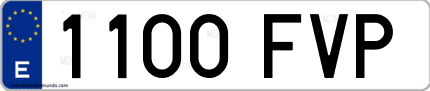 Ejemplo de matrícula de coche ordinaria 1100 FVP