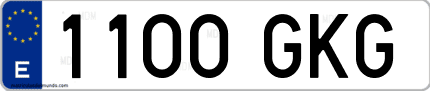 Ejemplo de matrícula de coche ordinaria 1100 GKG