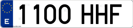 Ejemplo de matrícula de coche ordinaria 1100 HHF