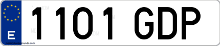 Ejemplo de matrícula de coche ordinaria 1101 GDP
