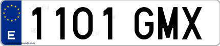 Ejemplo de matrícula de coche ordinaria 1101 GMX