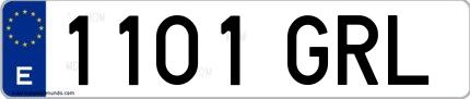 Ejemplo de matrícula española 1101 GRL