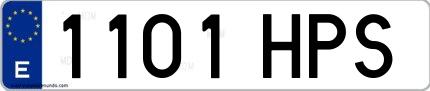 Ejemplo de matrícula española 1101 HPS