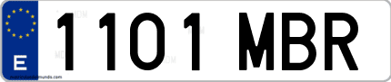 Ejemplo de matrícula de coche ordinaria 1101 MBR