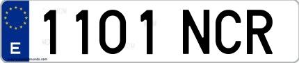 Ejemplo de matrícula española 1101 NCR