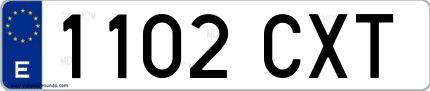 Ejemplo de matrícula española 1102 CXT