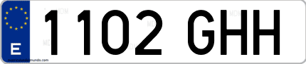 Ejemplo de matrícula de coche ordinaria 1102 GHH