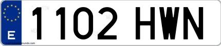 Ejemplo de matrícula española 1102 HWN