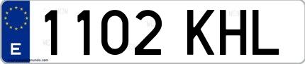 Ejemplo de matrícula española 1102 KHL