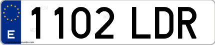 Ejemplo de matrícula de coche ordinaria 1102 LDR