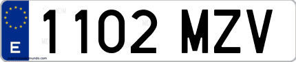 Ejemplo de matrícula de coche ordinaria 1102 MZV