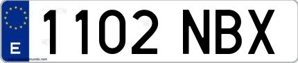 Ejemplo de matrícula española 1102 NBX
