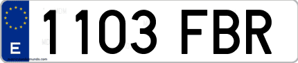 Ejemplo de matrícula de coche ordinaria 1103 FBR