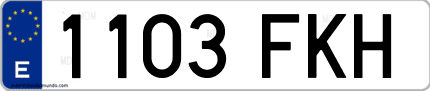 Ejemplo de matrícula de coche ordinaria 1103 FKH