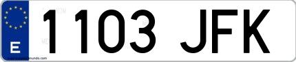 Ejemplo de matrícula española 1103 JFK