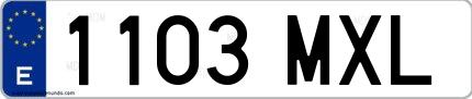 Ejemplo de matrícula española 1103 MXL