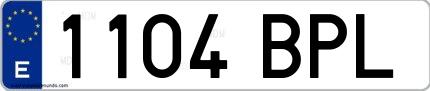 Ejemplo de matrícula española 1104 BPL