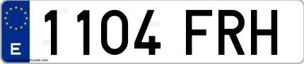 Ejemplo de matrícula española 1104 FRH