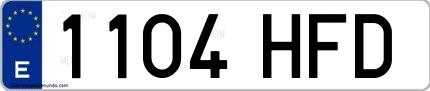 Ejemplo de matrícula española 1104 HFD