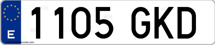 Ejemplo de matrícula de coche ordinaria 1105 GKD
