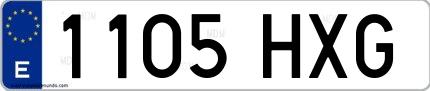 Ejemplo de matrícula española 1105 HXG