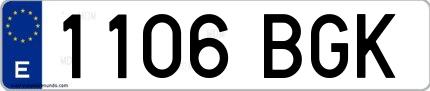 Ejemplo de matrícula española 1106 BGK