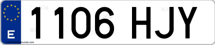 Ejemplo de matrícula de coche ordinaria 1106 HJY
