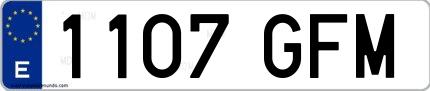 Ejemplo de matrícula española 1107 GFM