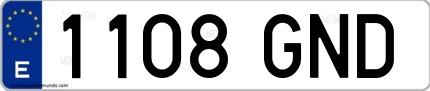 Ejemplo de matrícula española 1108 GND